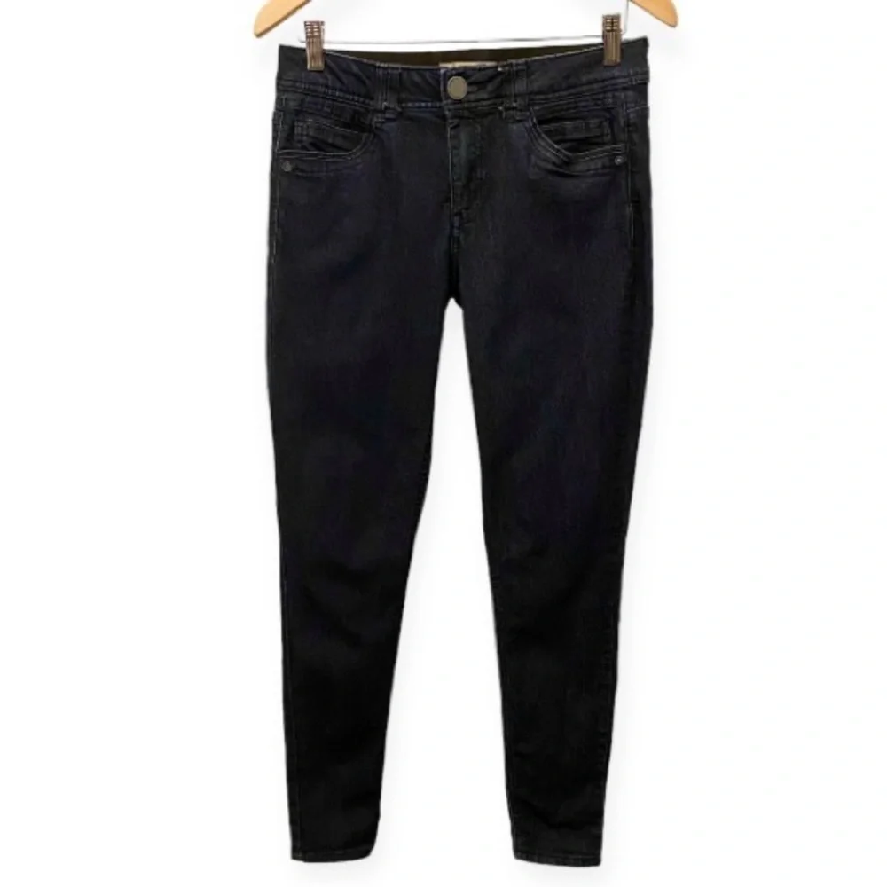 Democracy 6 Skinny Jeans Dark Indigo Blue Stretch Womens Mid Rise Ab Technology